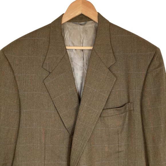 Tom James Bespoke Mens Filo A Mano 2 Button Blazer Size 50R Brown Herringbone - Picture 1 of 14